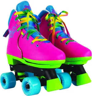 Circle Society Adjustable Kids Roller Skates, Sizes 12-3 & 3-7 US, Indoor & Outdoor Roller Skates, Comfortable Lace-Up Design for Beginners, Fun Gift for Girls, Toddler Quad Skates for Youth & Teens