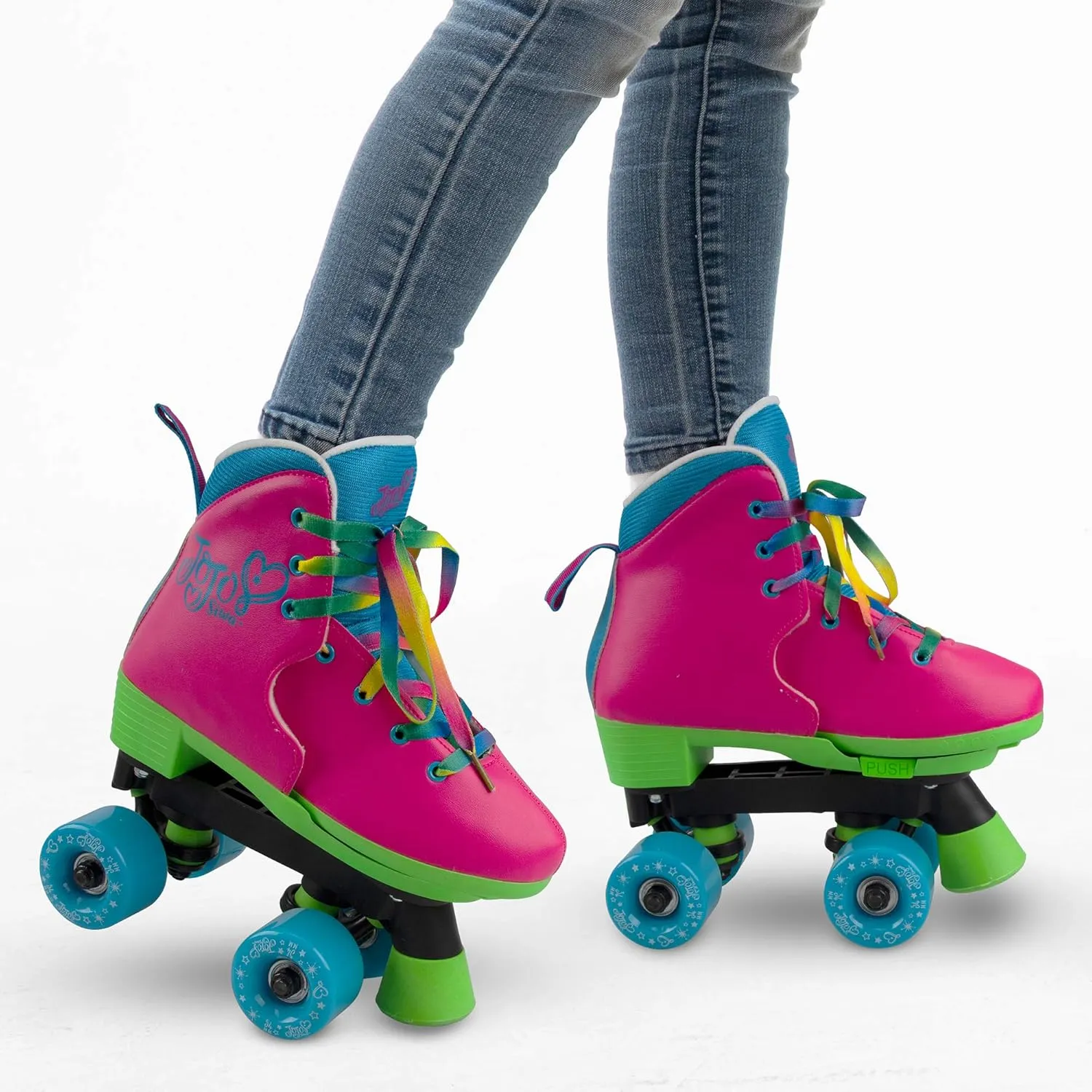 Circle Society Adjustable Kids Roller Skates, Sizes 12-3 & 3-7 US, Indoor & Outdoor Roller Skates, Comfortable Lace-Up Design for Beginners, Fun Gift for Girls, Toddler Quad Skates for Youth & Teens