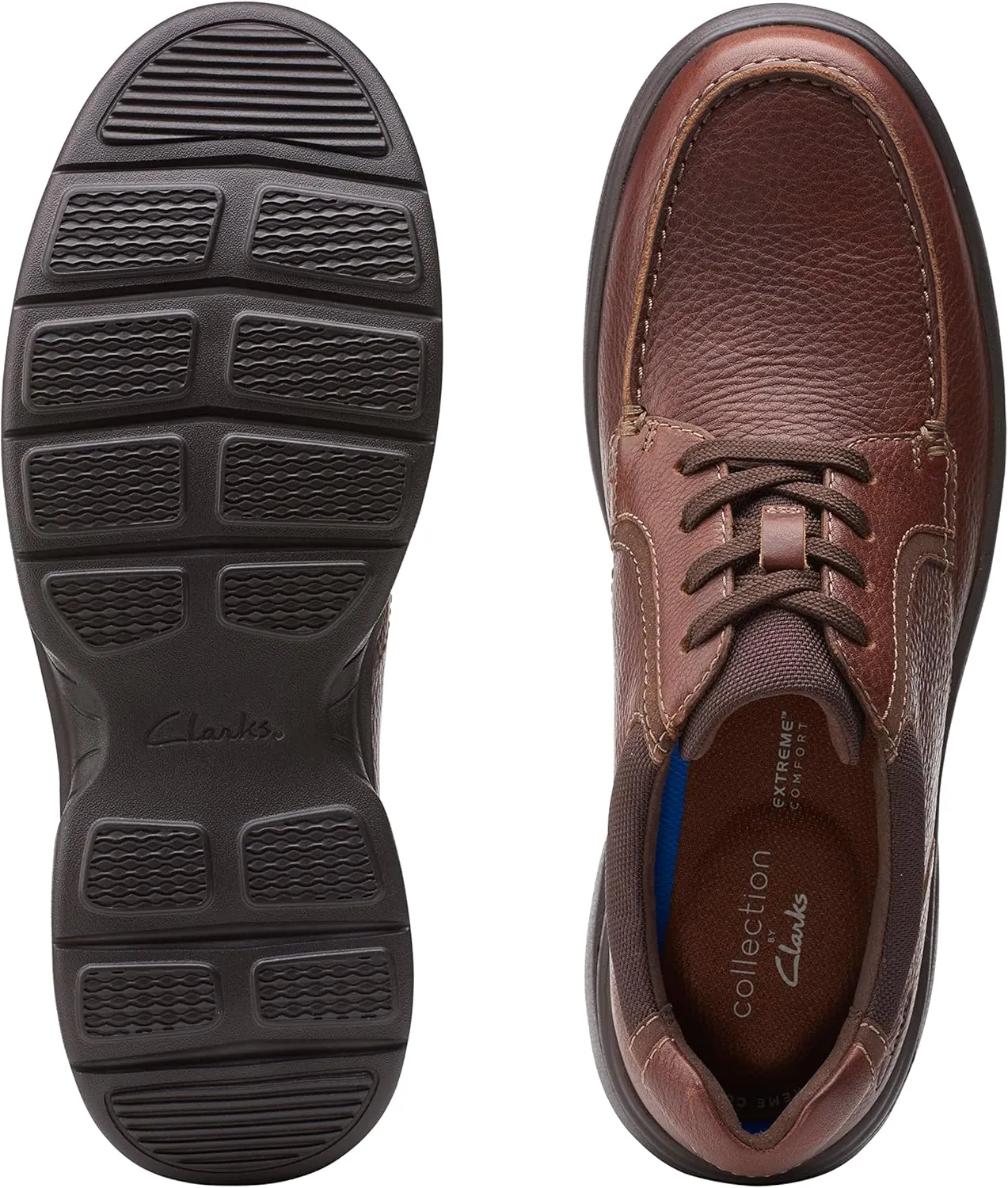 Clarks Mens Bradley Vibe Faux Leather Lace-Up Oxfords