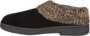 Clarks Womens Slipper Suede Leather Knitted Collar Clog Slippers - Plush Faux Fur Lining