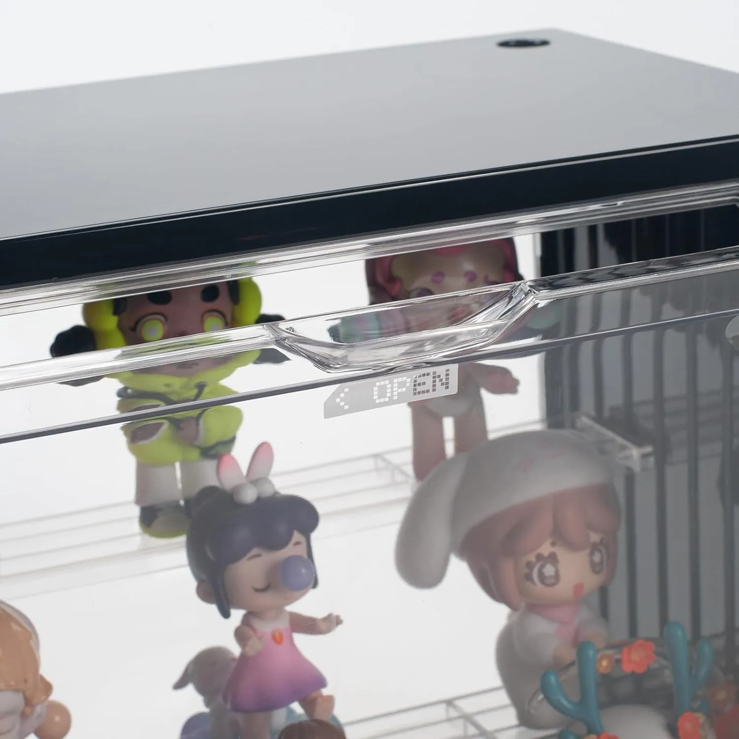 Clear Display Case for Figures, Acrylic Display Case for Collectibles, Adjustable Figure Display Case with Magnetic Door, Stackable Display Box for Action Figures, Pop Mart, Funko Pop (Black, 1 Pack)