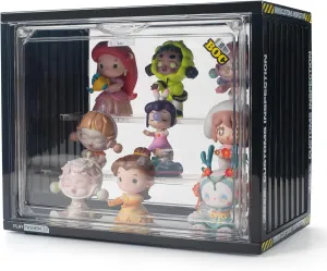 Clear Display Case for Figures, Acrylic Display Case for Collectibles, Adjustable Figure Display Case with Magnetic Door, Stackable Display Box for Action Figures, Pop Mart, Funko Pop (Black, 1 Pack)