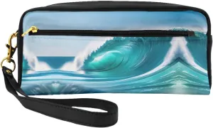 Clear Sky Wave Print Portable Makeup Bag,Travel-Friendly Design,Versatile Mini Makeup Pouchtion