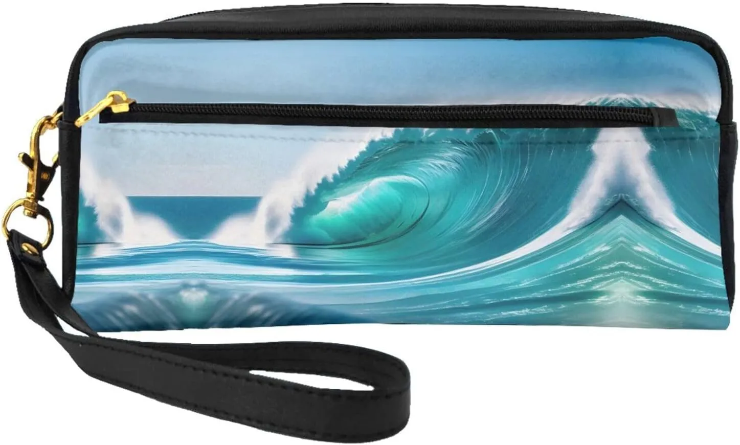 Clear Sky Wave Print Portable Makeup Bag,Travel-Friendly Design,Versatile Mini Makeup Pouchtion