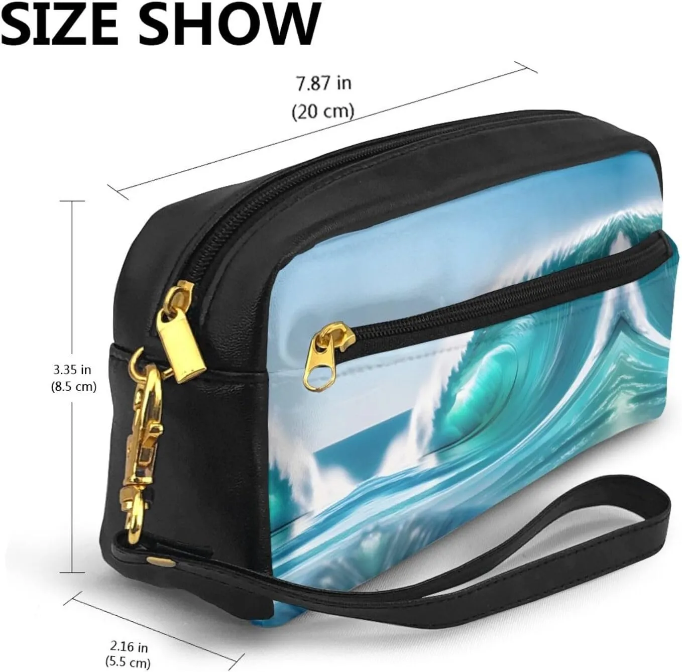 Clear Sky Wave Print Portable Makeup Bag,Travel-Friendly Design,Versatile Mini Makeup Pouchtion