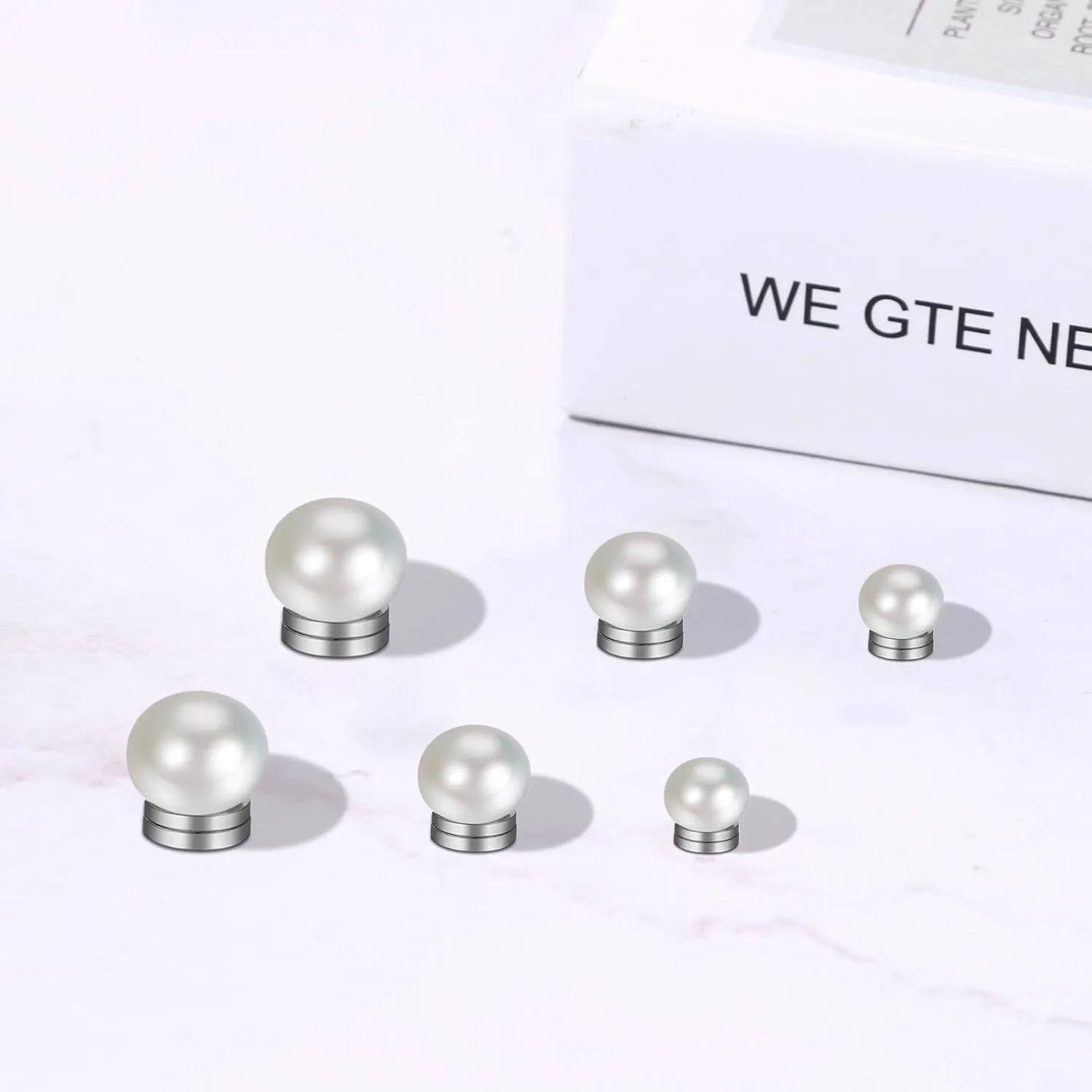 Clip On Magnetic Pearl Earrings: Non-Pierced Stainless Steel Black Fake Cheater Ear Studs for Men Women