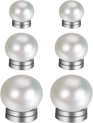 Clip On Magnetic Pearl Earrings: Non-Pierced Stainless Steel Black Fake Cheater Ear Studs for Men Women
