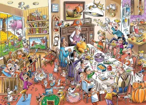 Cobble Hill 1000 Piece Puzzle - DoodleTown: Thanksgiving Togetherness - Sample Poster Included