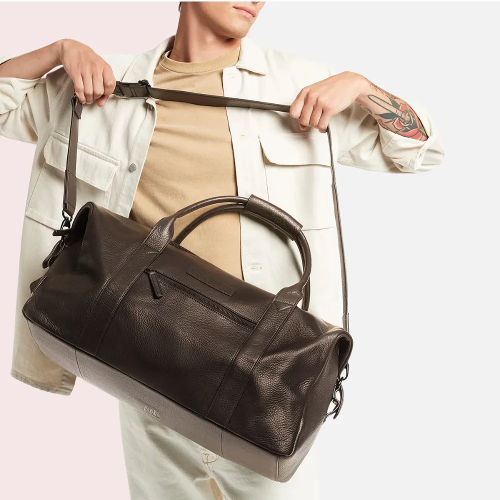 Cocoa Luxe Leather Duffle Bag