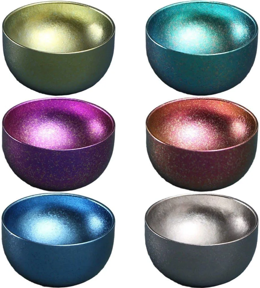 Colorful Titanium Small Tea Cup Outdoor Camping Tea Brewing Cup Pure Titanium Cup Camping Cup Coffee Cup for Outdoor Camping Tableware