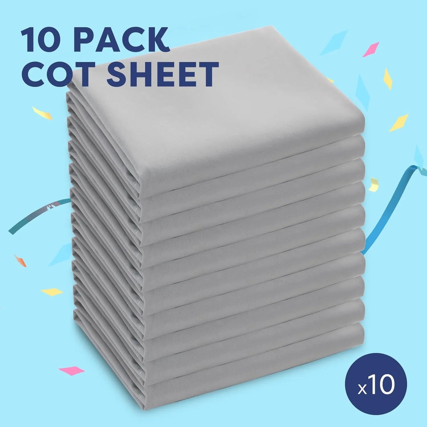 Comfyanno Cot Sheets for Daycare Toddler Size - 23" x 40" - 10 Pack Bulk - Soft & Comfortable Brushed Microfiber - Fitted Cot Sheet Cover - for Daycare/Preschool Kids, Boy/Girls Nap Time - Grey