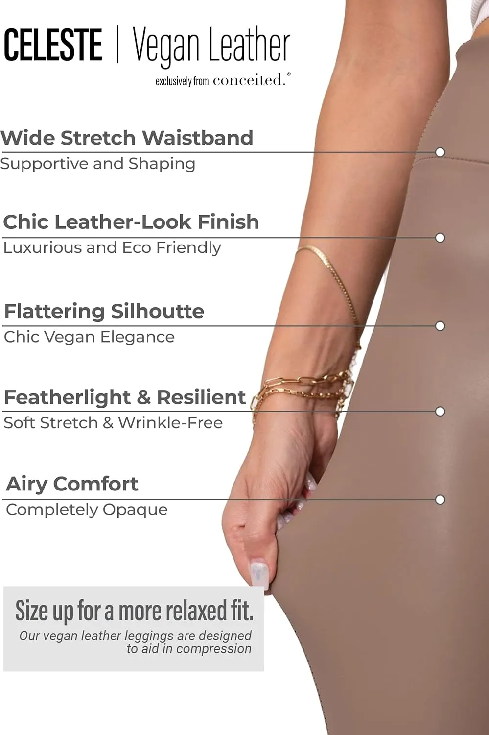 Conceited Leggings for Women in Luxe Velvet or Vegan Faux Leather - Available in Regular and Plus Size
