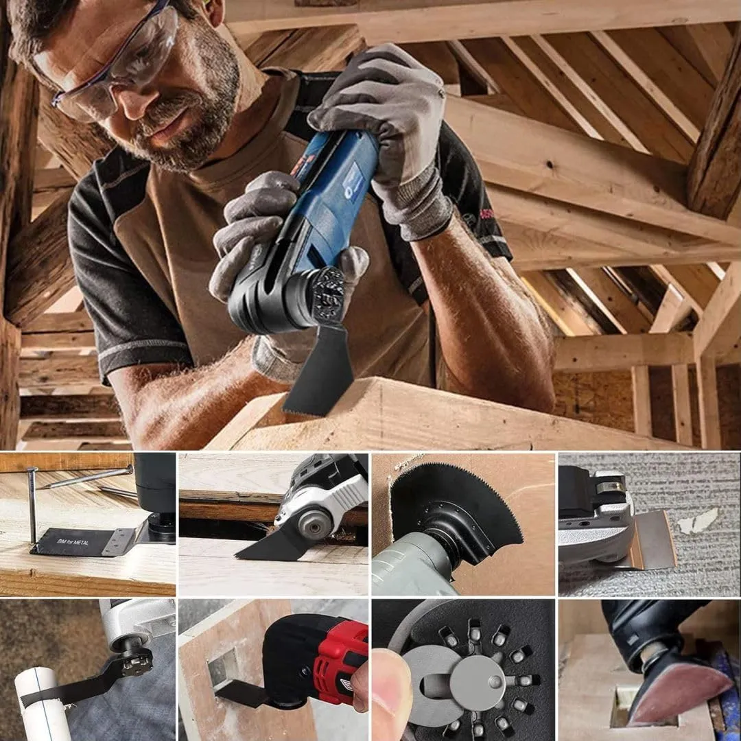CONNOO 96 Pack Oscillating Saw Blades, Oscillating Tool Blades with Sandpaper, Multitool Bi-Metal Blades Kits for Wood Metal Plastics Quick Release Fit Dewalt Ryobi Milwaukee Rockwell Makita
