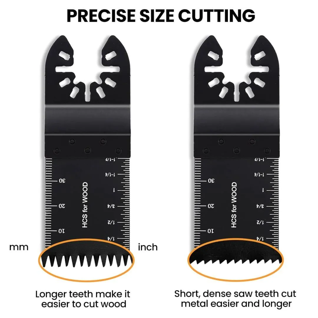 CONNOO 96 Pack Oscillating Saw Blades, Oscillating Tool Blades with Sandpaper, Multitool Bi-Metal Blades Kits for Wood Metal Plastics Quick Release Fit Dewalt Ryobi Milwaukee Rockwell Makita
