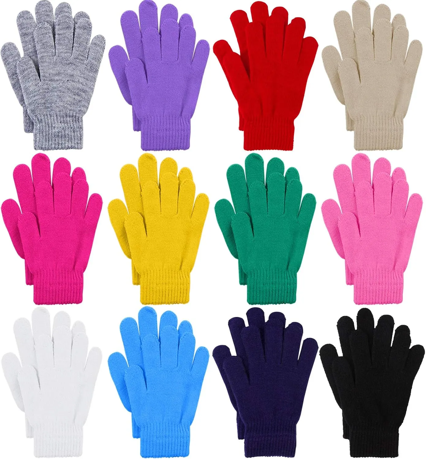 Cooraby 12 Pairs Winter Magic Gloves Stretchy Warm Knit Gloves with Mesh Storage Bag for Men or Women