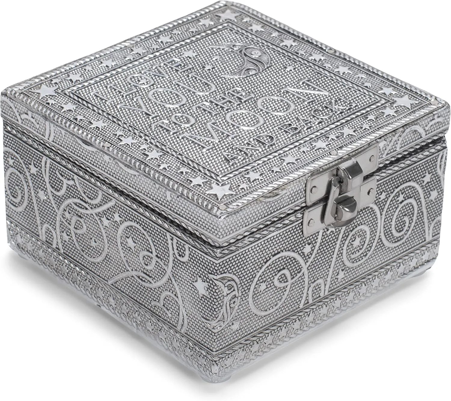 Cottage Garden I Love You to the Moon Silver Tone Metal Jewelry Keepsake Box