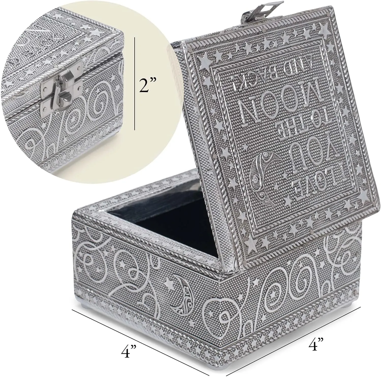Cottage Garden I Love You to the Moon Silver Tone Metal Jewelry Keepsake Box