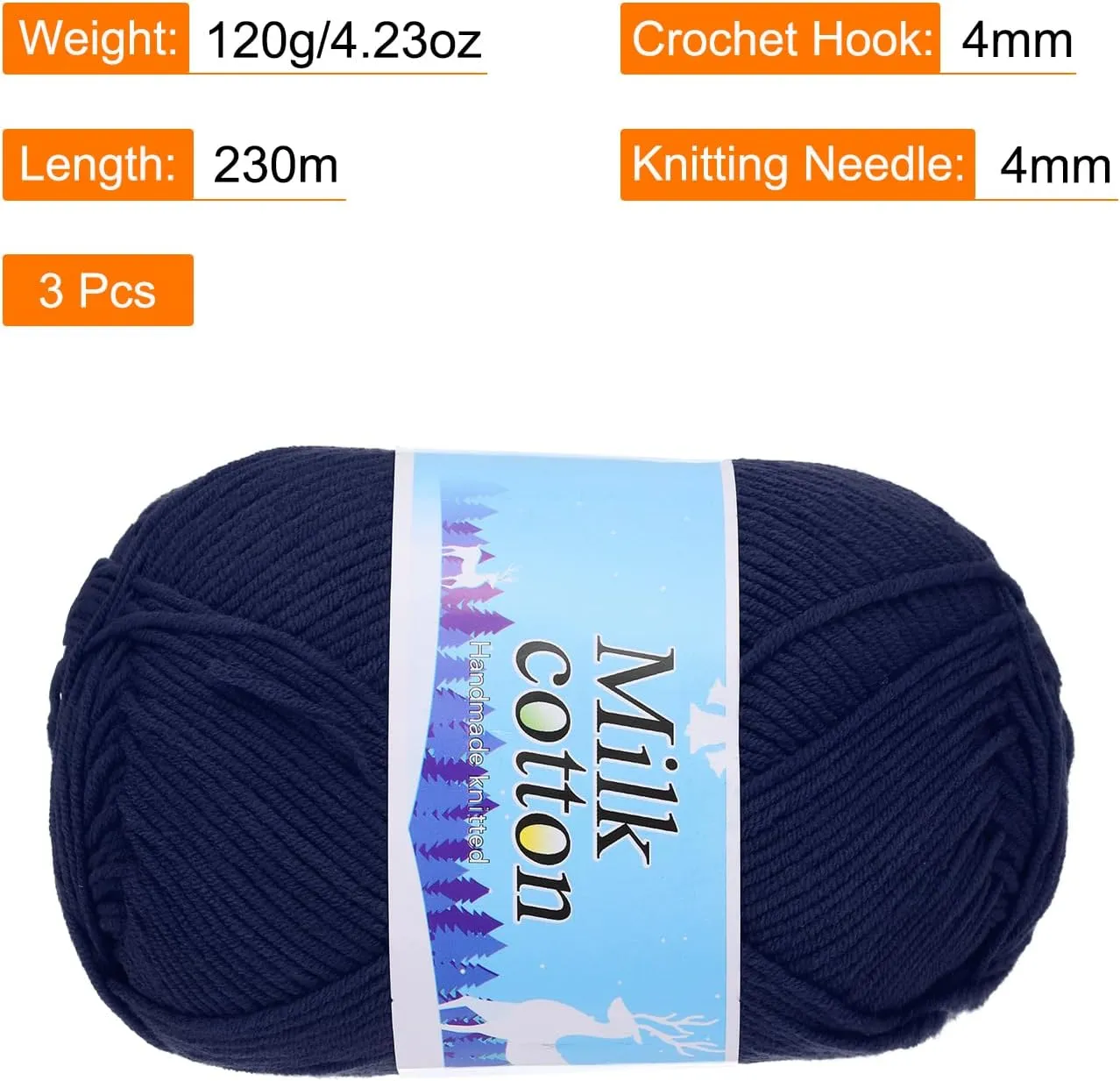 Cotton Yarn,60% Cotton and 40% Acrylic Fibers Soft Knitting Yarn [for Hand DIY Bag Cushion Crocheting Knitting Projects Home Decor], -3 Skeins/3×252yards/3×4.23oz/Dark Green