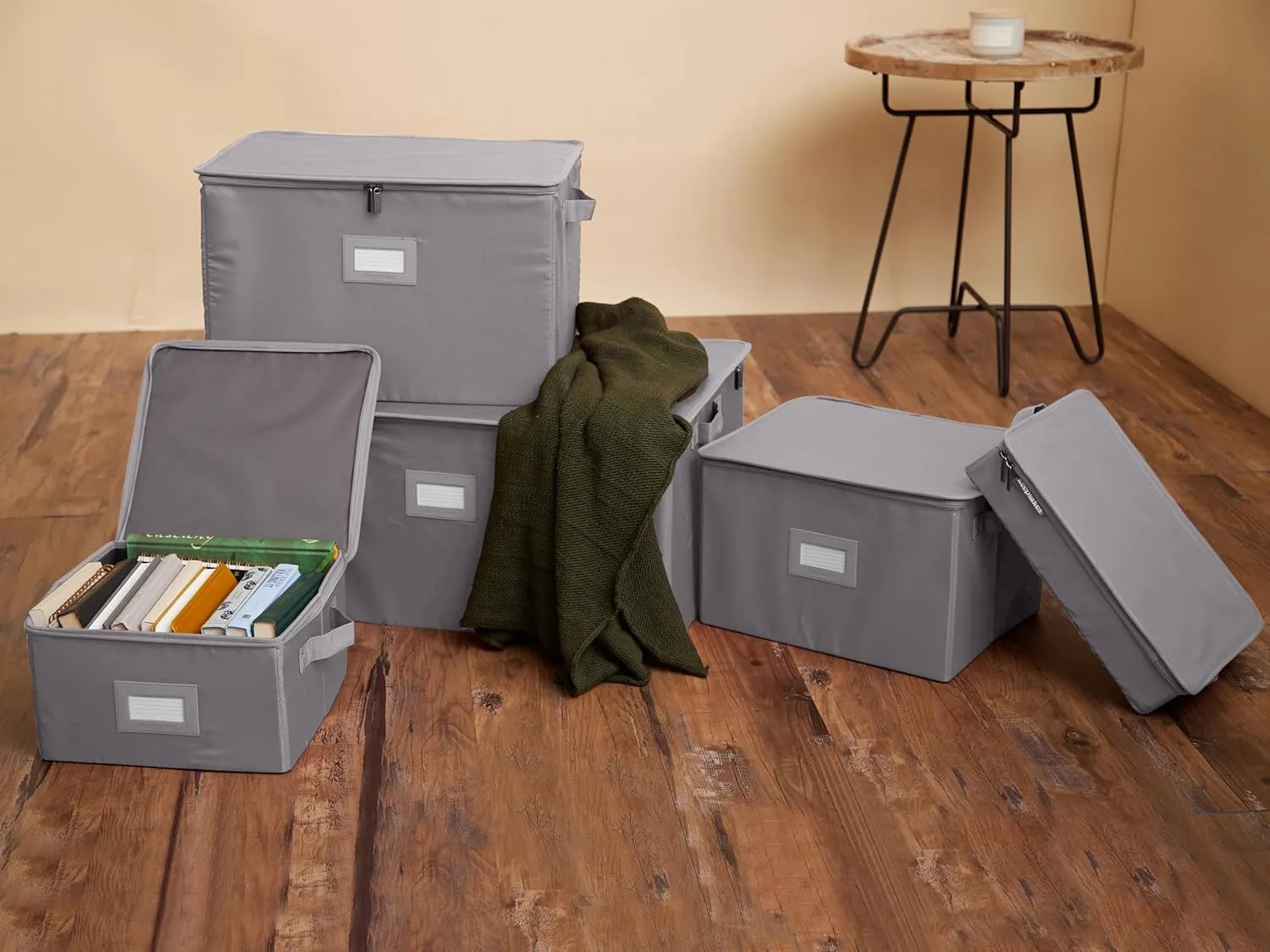Covermates Keepsakes - Zip-Top Storage Box - Heavy Duty Polyester- Reinforced Handles - Stackable Design - Indoor Storage, Graphite