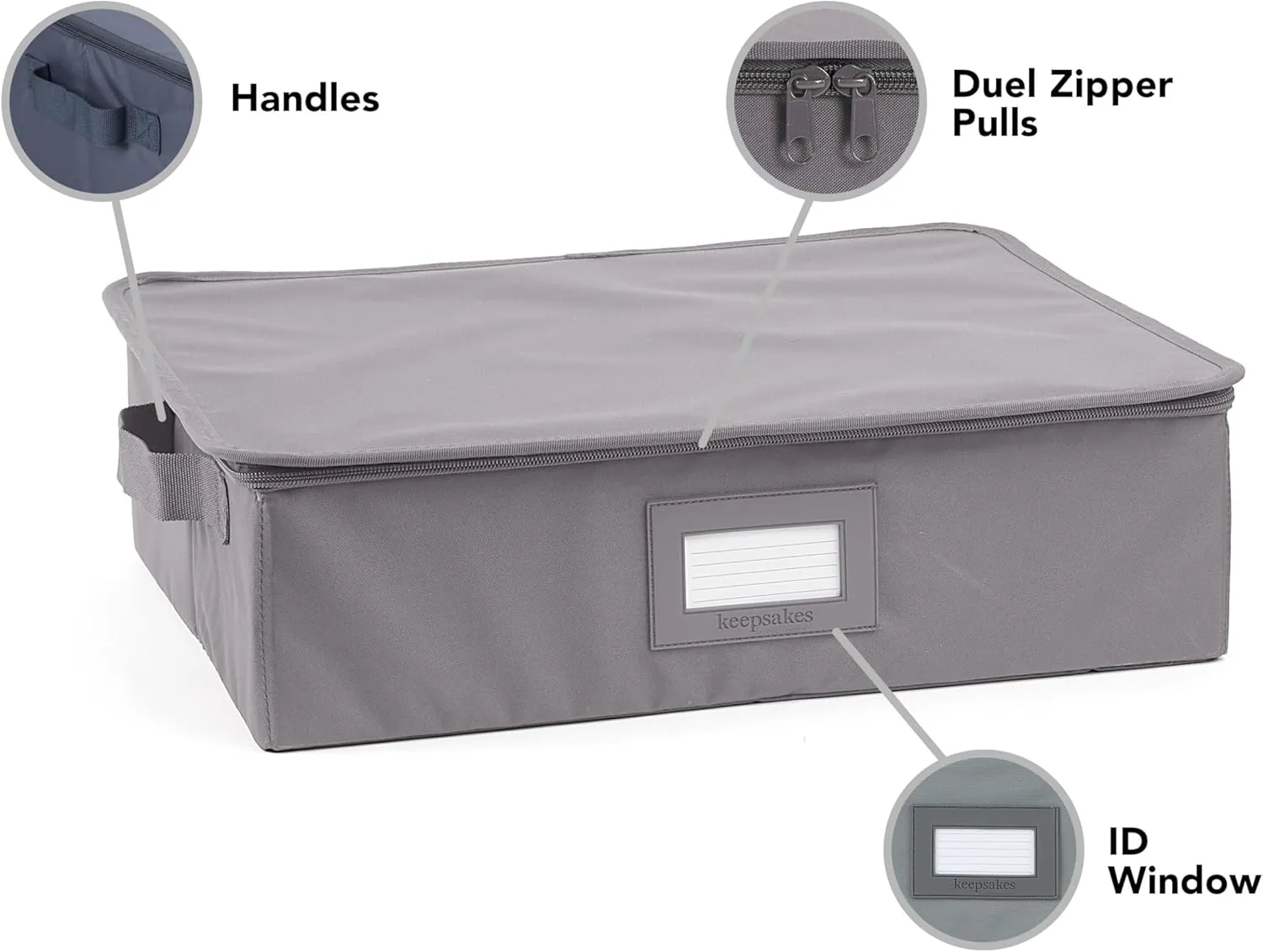 Covermates Keepsakes - Zip-Top Storage Box - Heavy Duty Polyester- Reinforced Handles - Stackable Design - Indoor Storage, Graphite