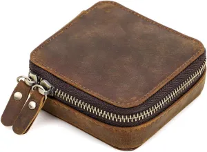 Cowhides Jewelry Travel Case Genuine Leather Watch Display Bags Brown Jewelry Accessory Organiser Boxes For Men Women Small Accessories