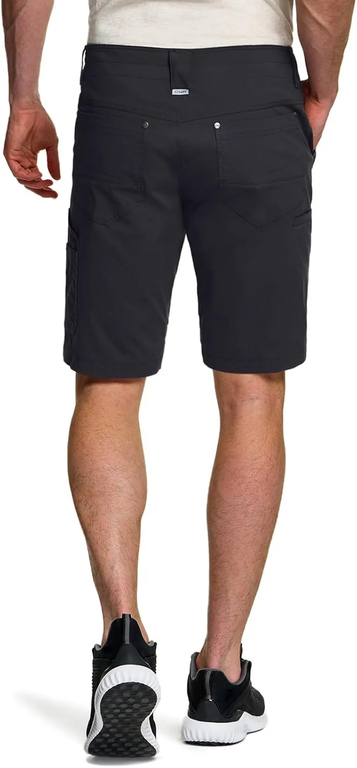 CQR Men's Stretch Utility Shorts, Lightweight Quick Dry Casual Shorts, Hiking Golf Cargo Shorts with Zipper Pockets