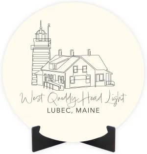 Cream West Quoddy Head Light, Joyride Home Decor, JoyRide Home Décor Wood Plaque, 10"x10" Artist Designed Home Décor, Express Your Style.