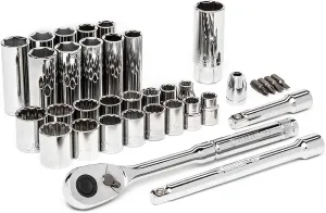 Crescent 35 Piece 3/8" Drive 6 and 12 Point Standard & Deep SAE/Metric Mechanics Tool Set - CTK35