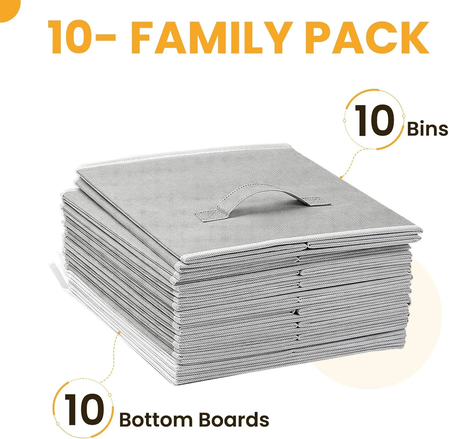 Criusia Large Storage Cubes, 13x13 Cube Storage Bins (Set of 10), Fabric Collapsible Storage Bins with Dual Handles, Foldable Cube Baskets for Shelf, Closet Organizers and Storage Box (Grey)