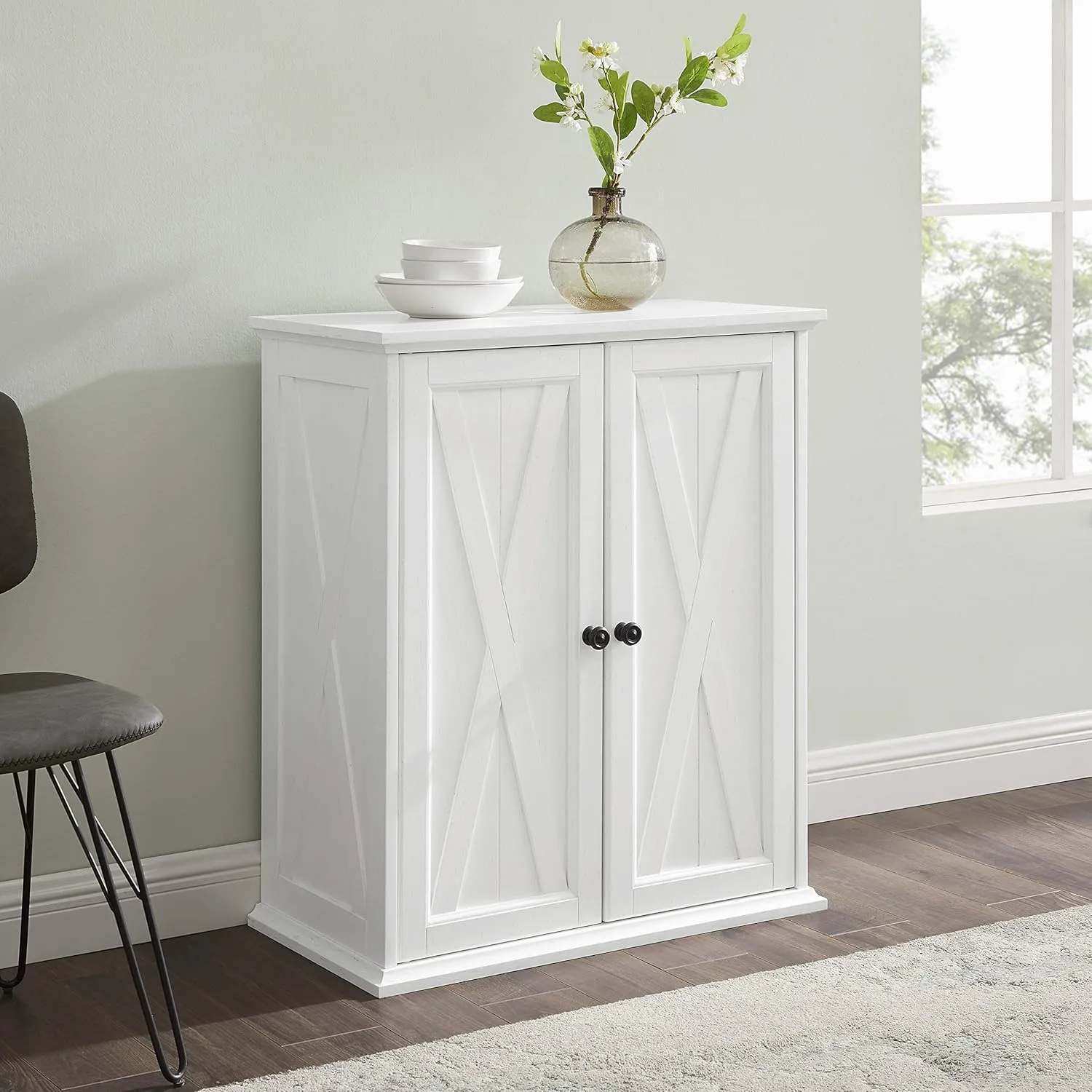 Crosley Furniture Clifton Stackable Pantry Storage Cabinet with Shelves, Kitchen, Dining, or Laundry Room, Distressed White