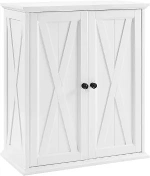 Crosley Furniture Clifton Stackable Pantry Storage Cabinet with Shelves, Kitchen, Dining, or Laundry Room, Distressed White