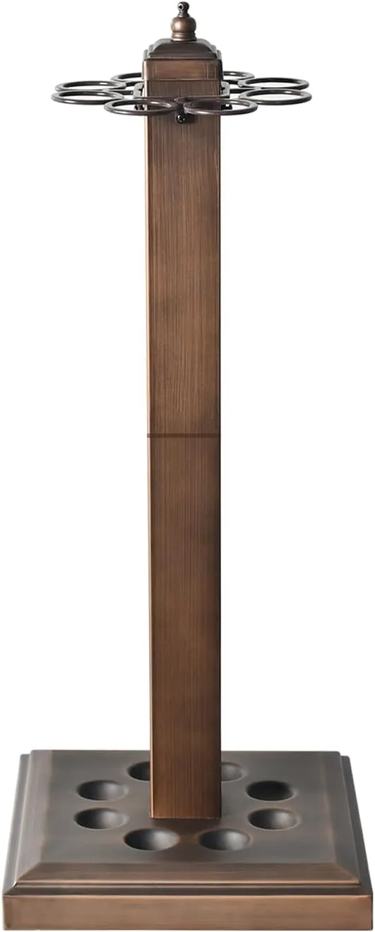 CROWN ME Pool Stick Holder Billiard Cue Rack Holds 8 Sticks Floor Stand metal billiard cue rack, pool cue holder-Finish Bronze