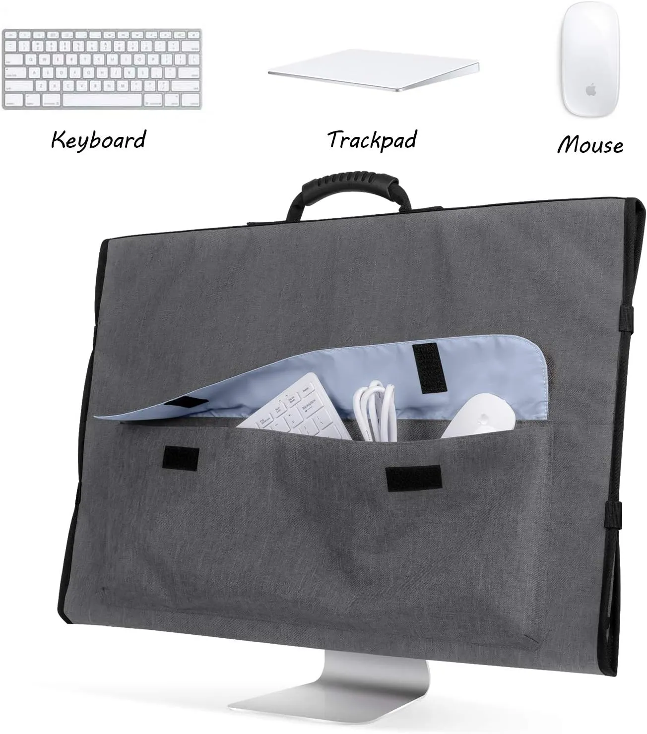 CURMIO Travel Carrying Bag Compatible for Apple 27" iMac Desktop Computer, Protective Storage Case Monitor Dust Cover Compatible with 27" iMac Screen and Accessories, Gray, Patent Pending