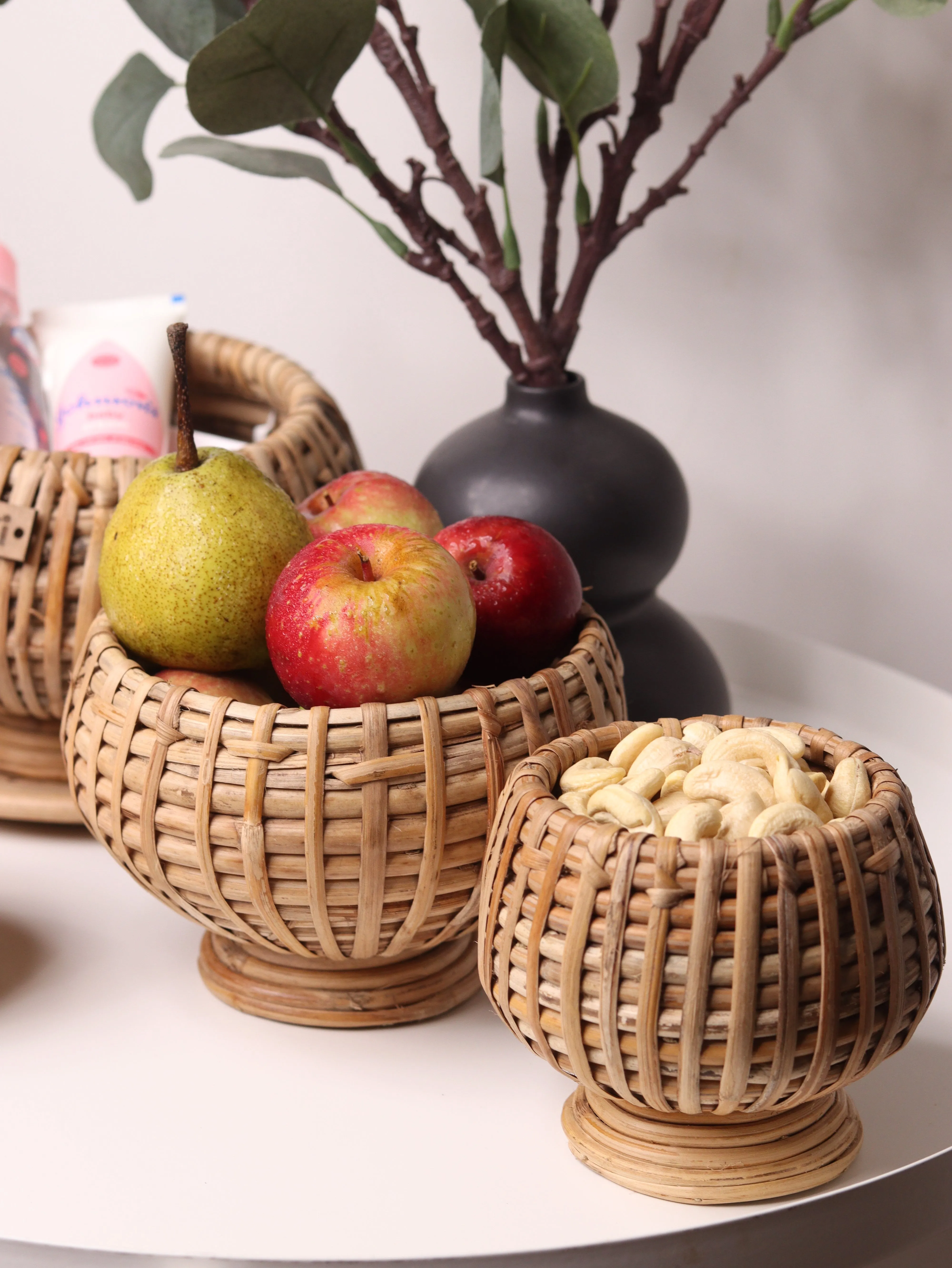 Curvy Cane Basket, Set of 3