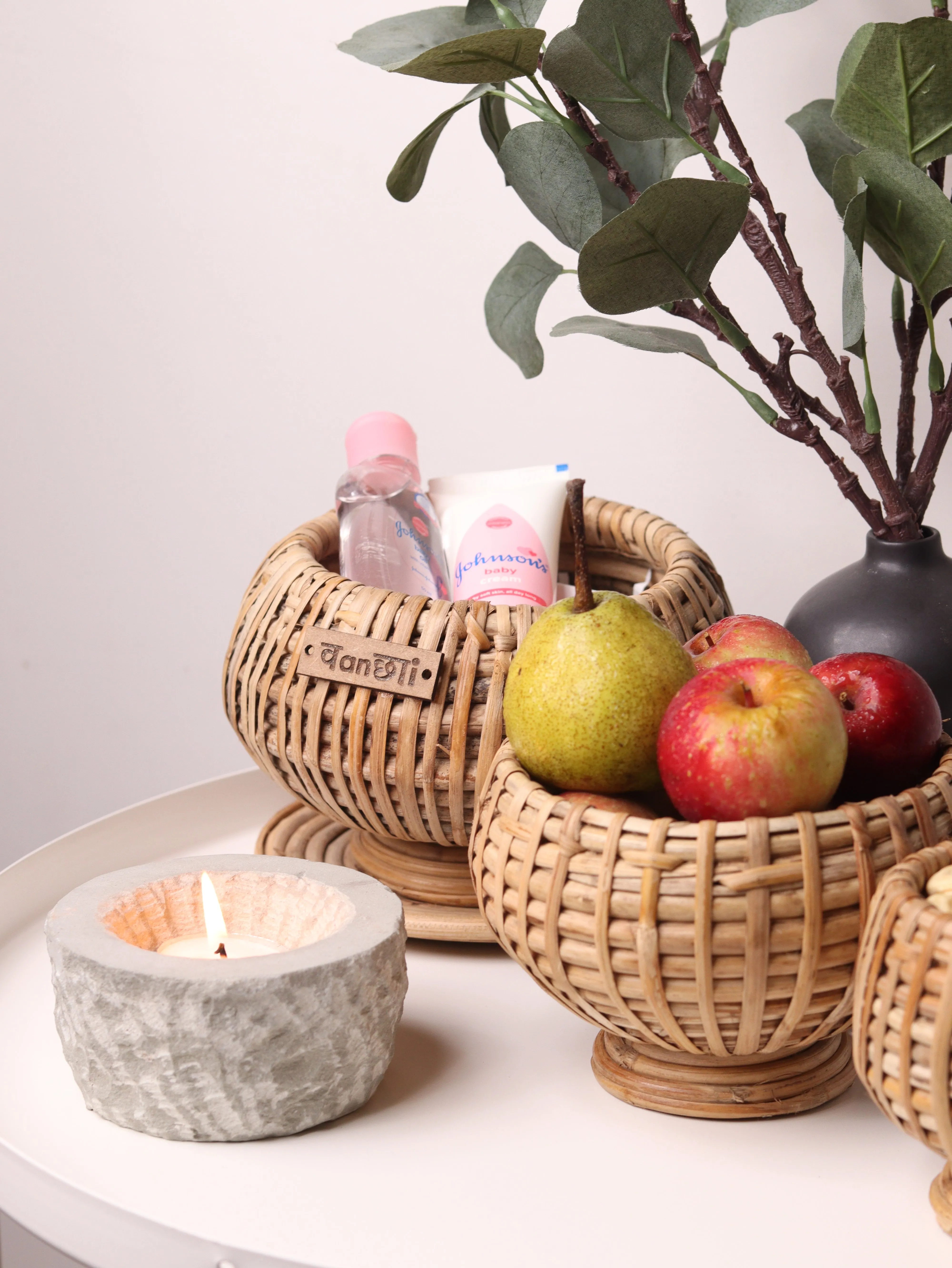Curvy Cane Basket, Set of 3