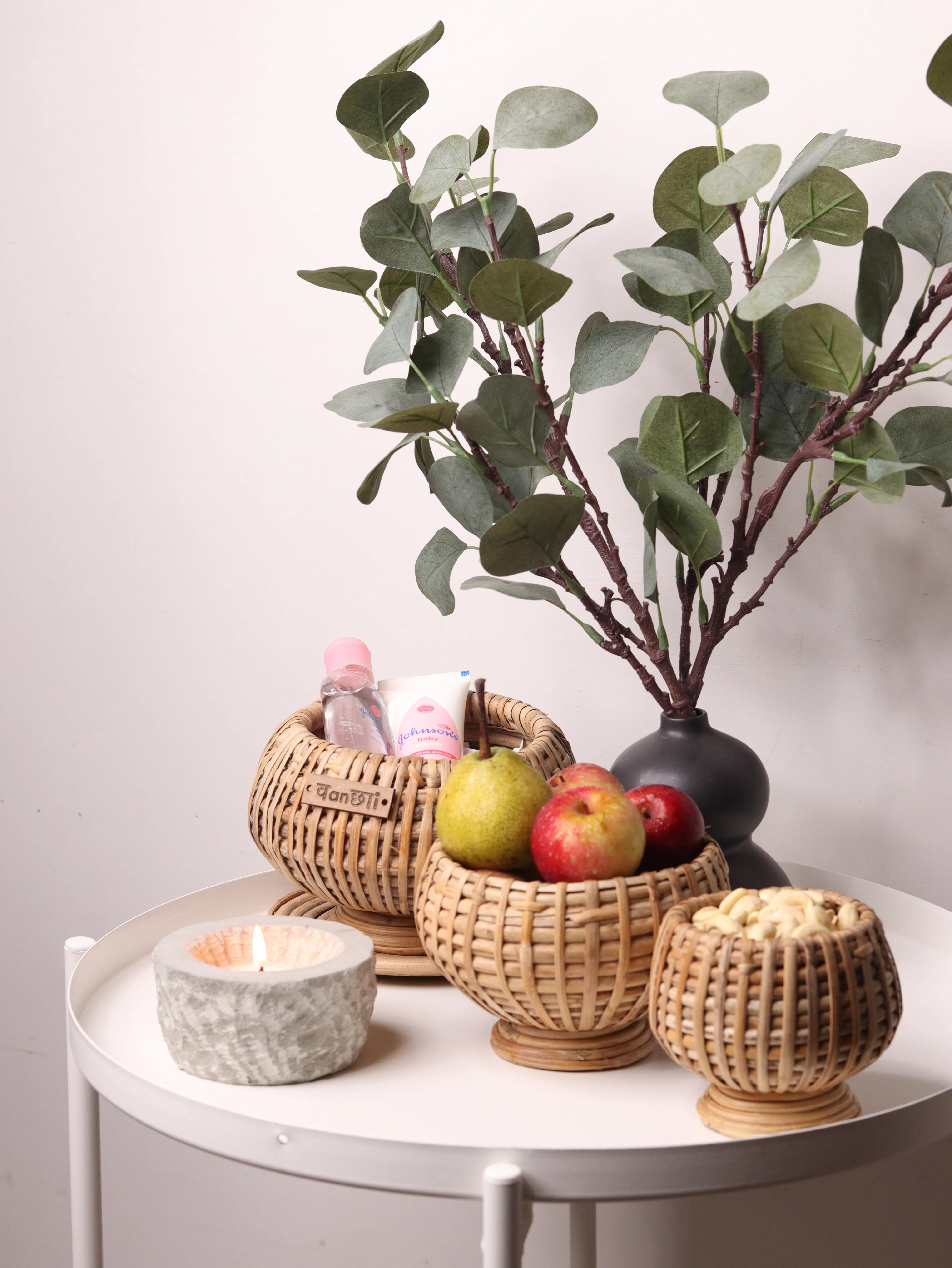 Curvy Cane Basket, Set of 3