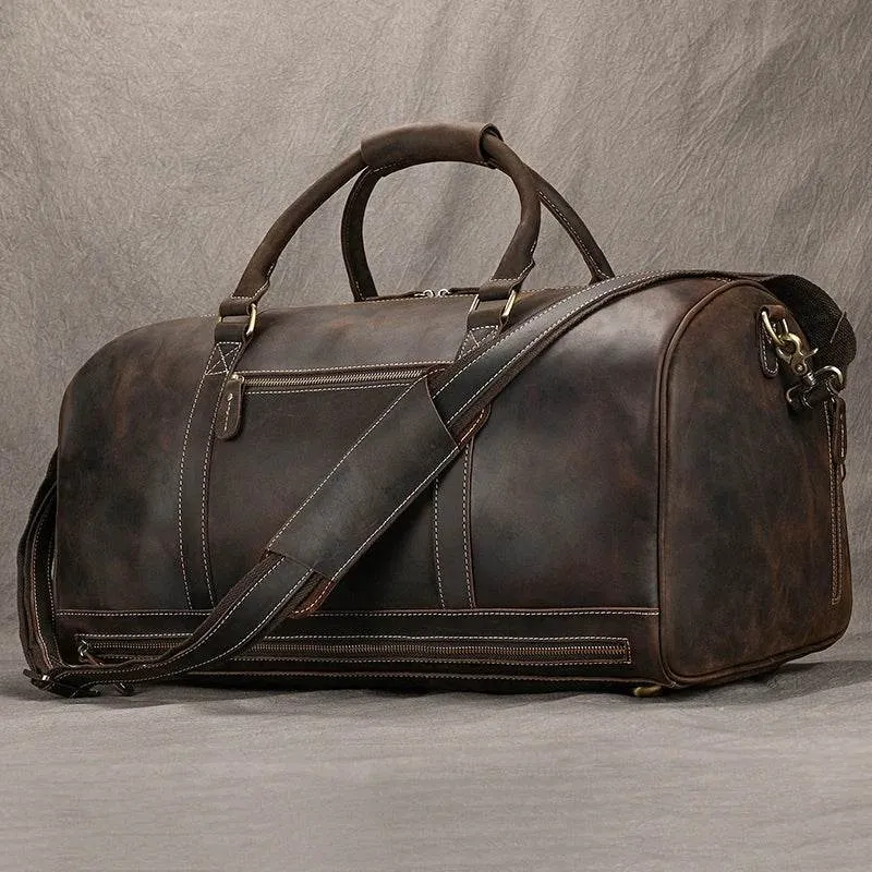Custom Leather Travel Bag with Belt – Luxury Duffle with Shoe Pocket