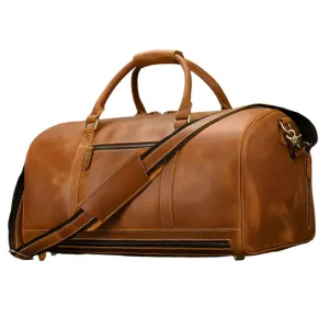 Custom Leather Travel Bag with Belt – Luxury Duffle with Shoe Pocket