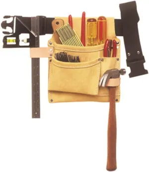 Custom LeathercraftIP489X Suede Tool Bag & Poly Web Belt, 3 Pocket , Tan