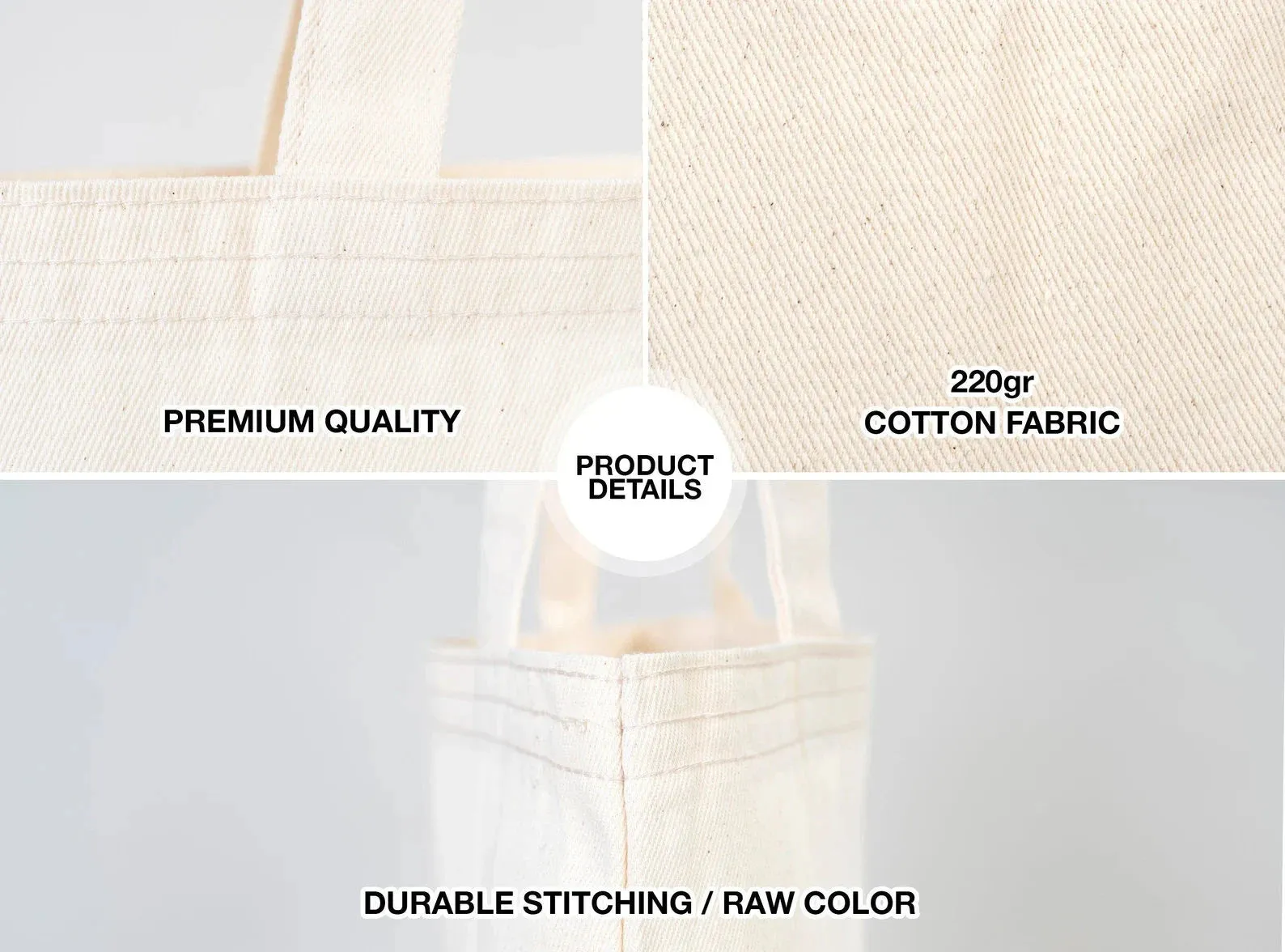 Custom Tote Bags With Your Logo - W: 14" x H: 16" - 8 Oz - Photo or Text Print
