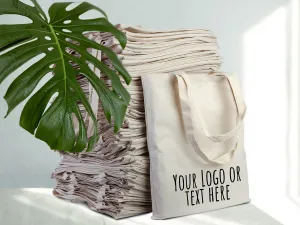 Custom Tote Bags With Your Logo - W: 14" x H: 16" - 8 Oz - Photo or Text Print