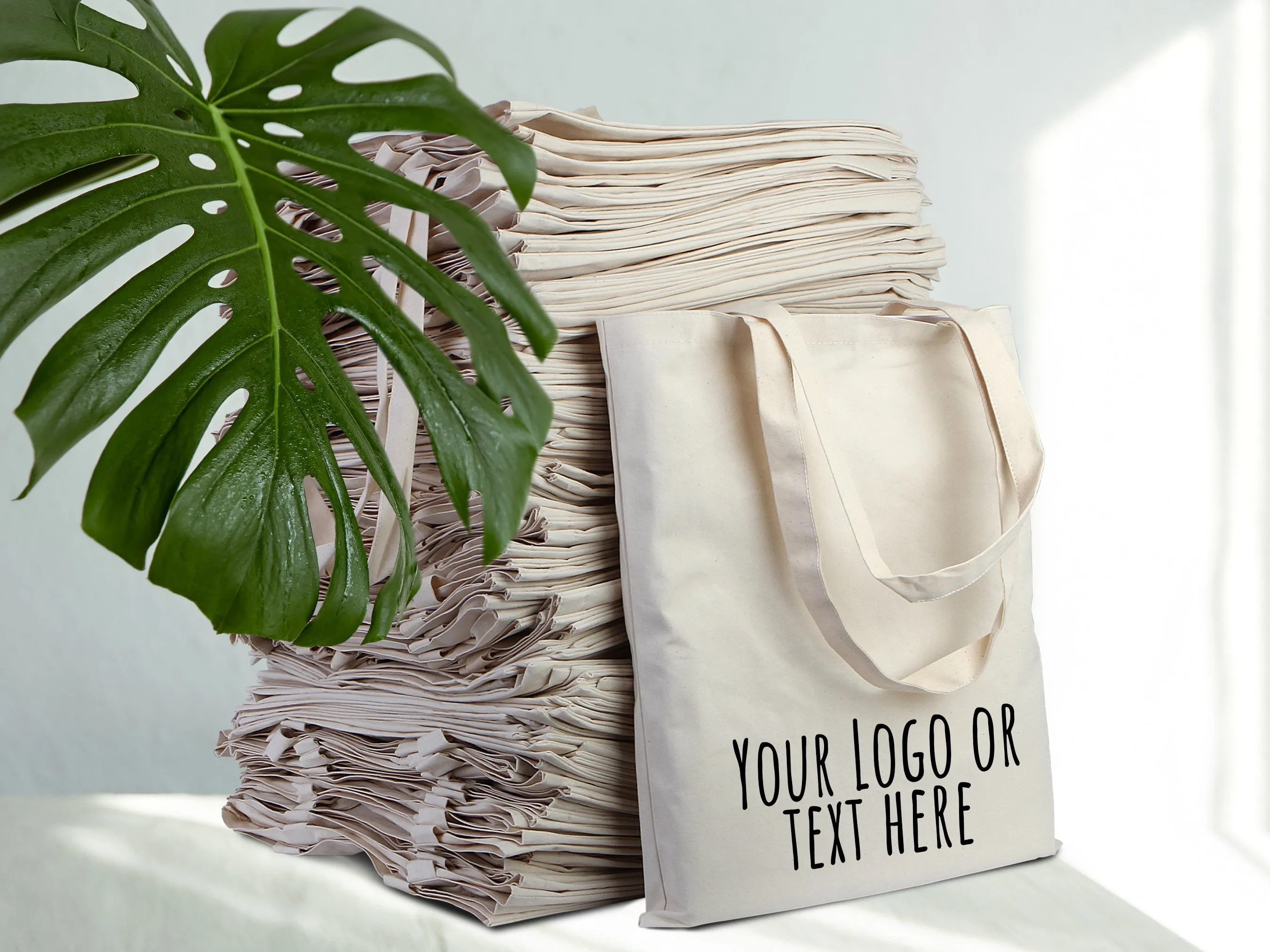 Custom Tote Bags With Your Logo - W: 14" x H: 16" - 8 Oz - Photo or Text Print