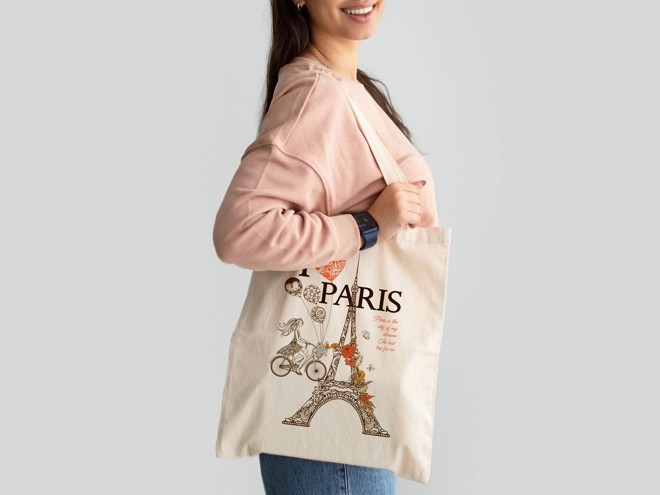 Custom Tote Bags With Your Logo - W: 14" x H: 16" - 8 Oz - Photo or Text Print