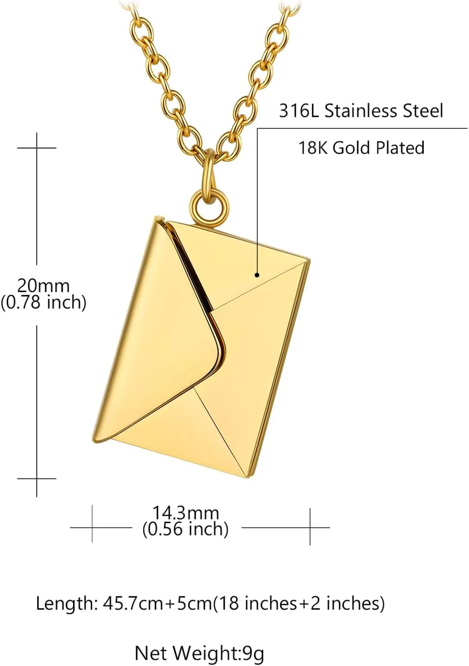 Custom4U Personalized Envelope Necklace with Picture Message Custom Love Letter Locket Necklace for Women Silver/Gold/Rose Gold/Black Birthday Mothers Day Photo Jewelry Gifts for Mom Wife (Gift Box)