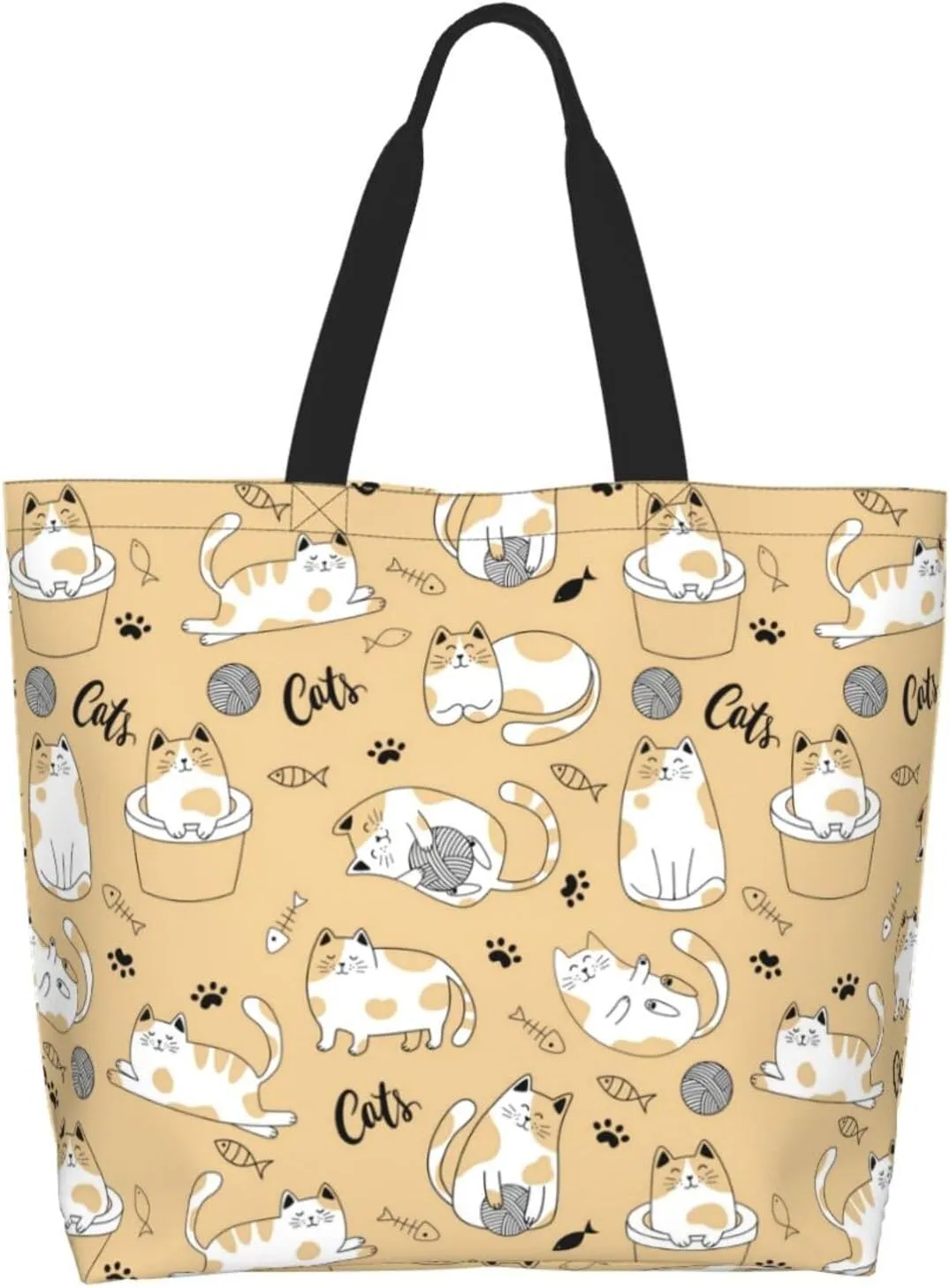 Cute Cat Tote Bag Beach Bag Large Capacity Grocery Bag Reusable Shopping bags for Women