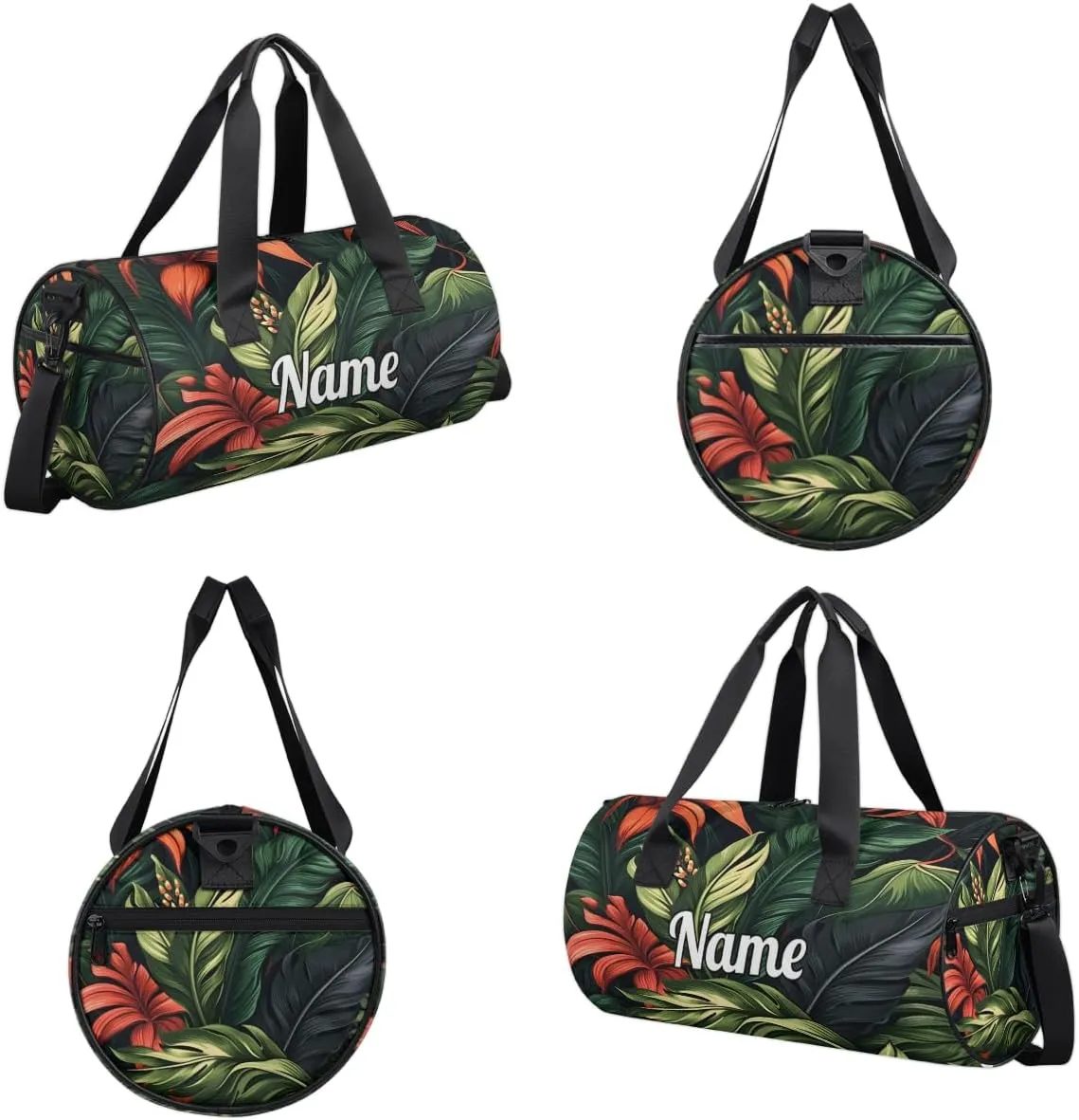 Cute Dance Bag Sport Duffel Gymnastics Sport Bags Custom Ballet Bag Overnight Weekender Bag Waterproof Pattern, Tropical Flowers Leaf