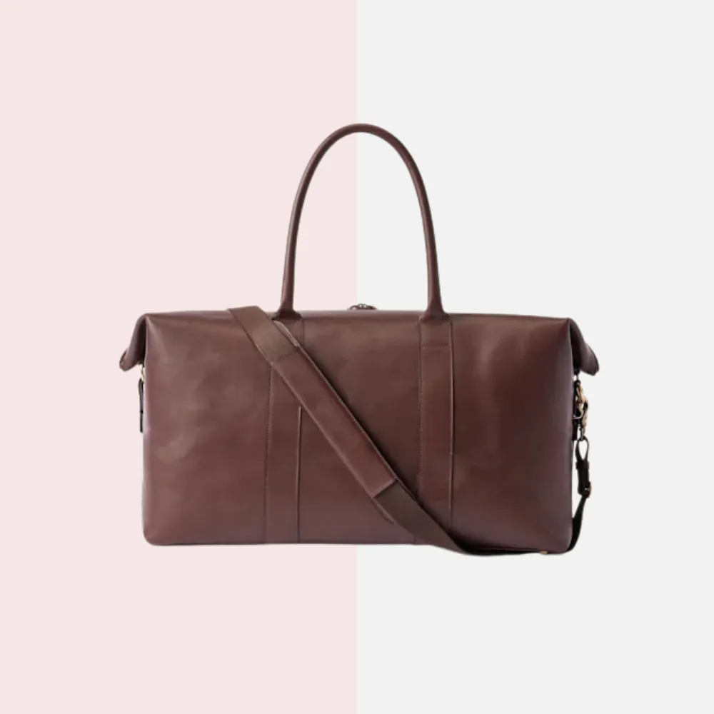 Dark Tan Full-Grain Leather Travel Bag