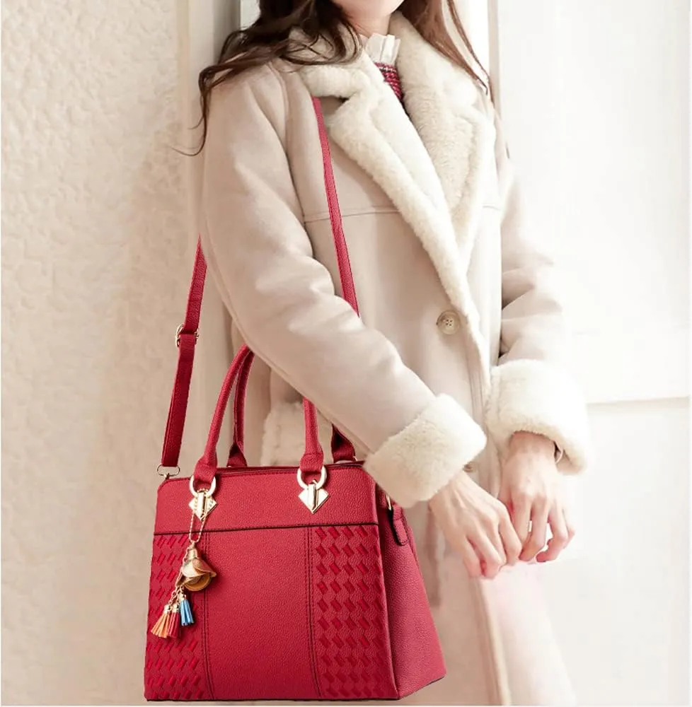 Dayfine Handbags for Women Top Handle Purse Faux Leather Satchel Bags Stylish Tote Bags Shoulder Crossbody Bag Ladies Handbag