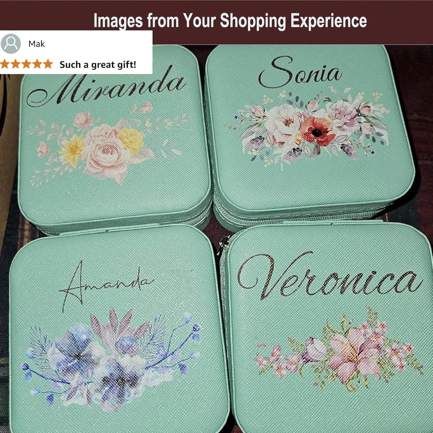 DayOfShe Bridesmaid Proposal Gifts Personalized Travel Jewelry Box-Leather Small Jewelry Organizer for Maid of Honor Gift for Bridesmaids