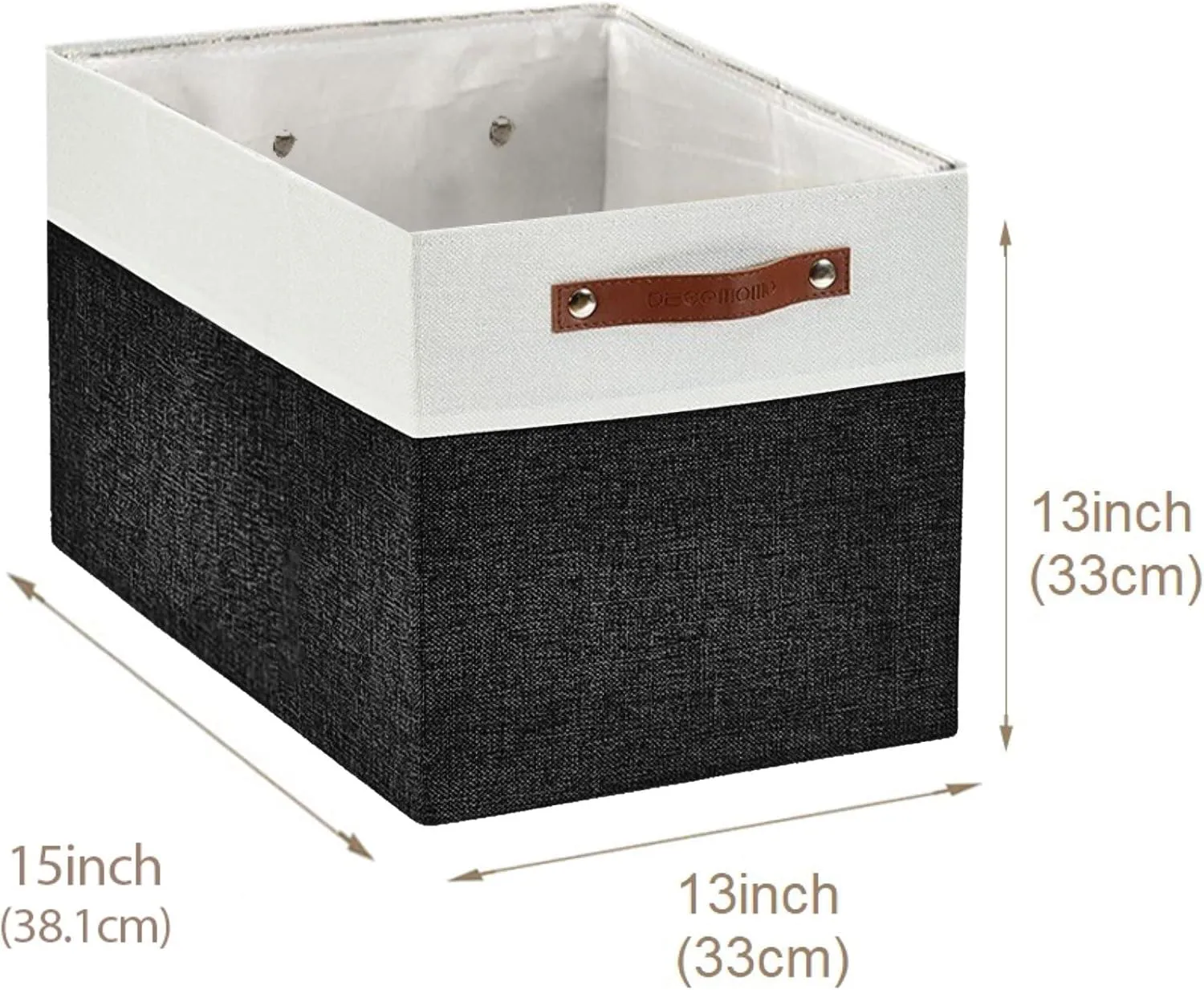 DECOMOMO Kallax Storage Cubes -13x15x13 Storage Bins, Baskets for Organizing Shelves (Black and White, 4-Pack)